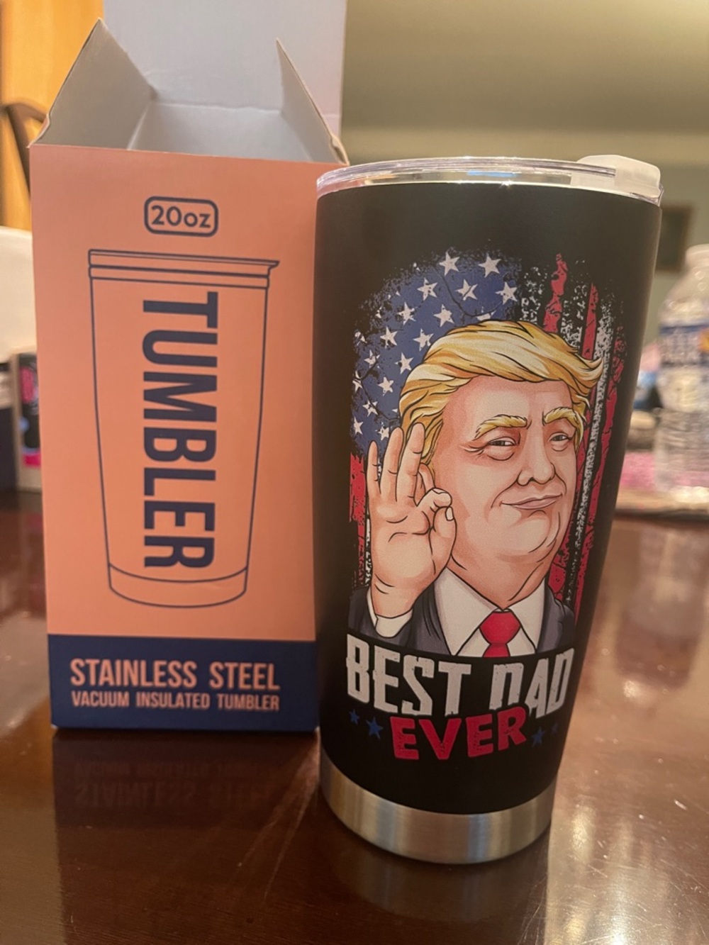 Best Dad Ever Stainless Steel Tumbler Trump black new in box
